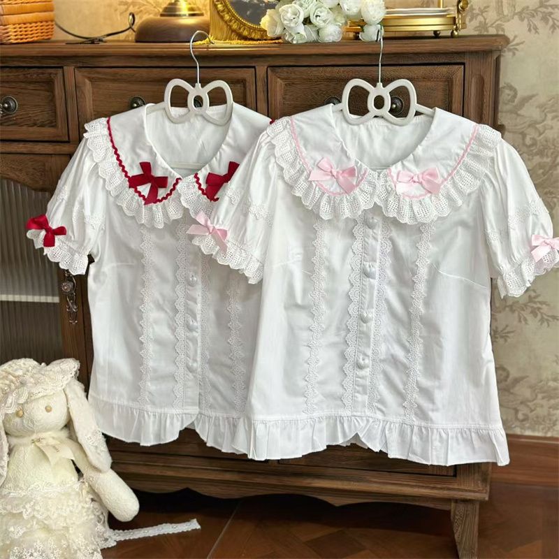 Coffee Tea Weight Loss - Chemisier Lolita Japonais pour Femme, Blanc,