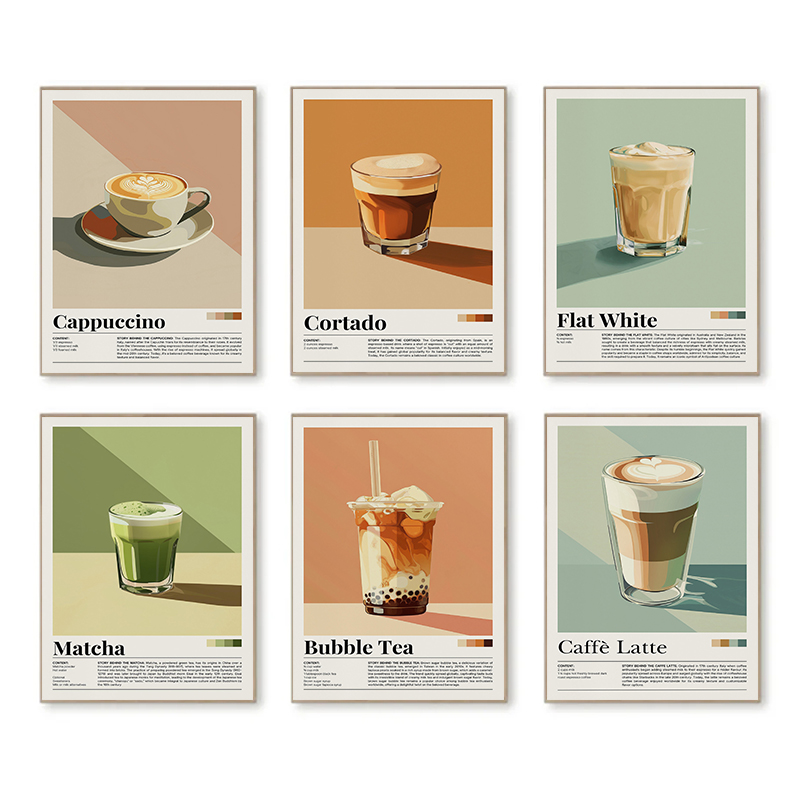 Coffee Tea Poster - Affiches de boissons de café vintage,
