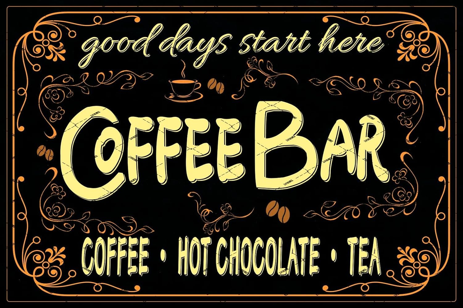 Coffee Tea Poster - EMOHAT Plaque Murale Métallique Vintage pour