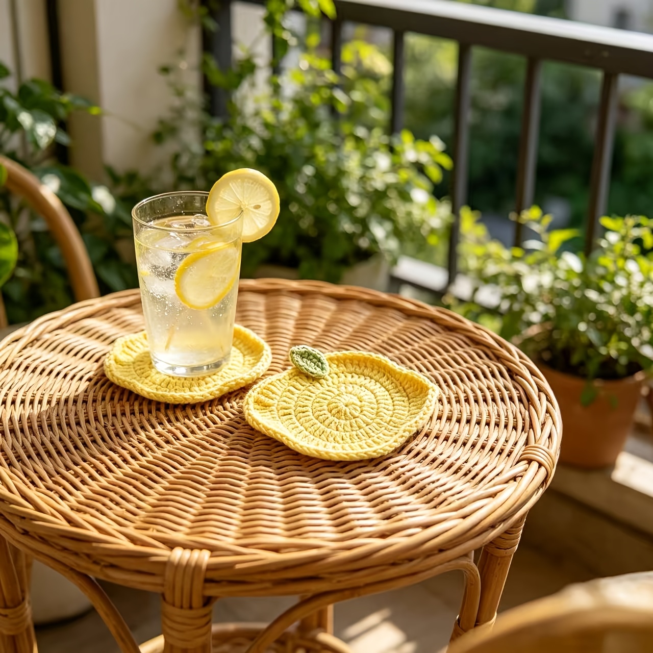 Lemon Tea Coffee - Sous-verre en crochet fait main motif
