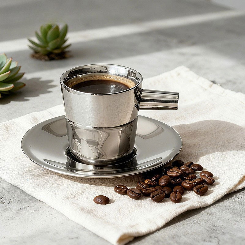 Lot de 2 tasses à café en acie - Espresso Cup Saucer avis et prix
