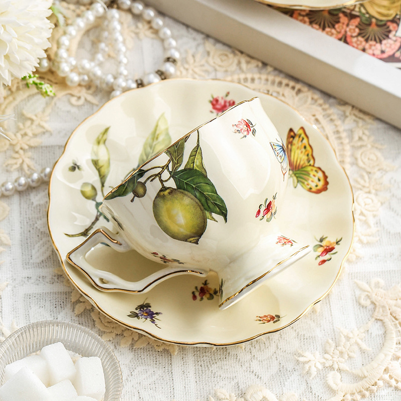 Théière au citron Vintage, ens - Espresso Cup Saucer avis et prix